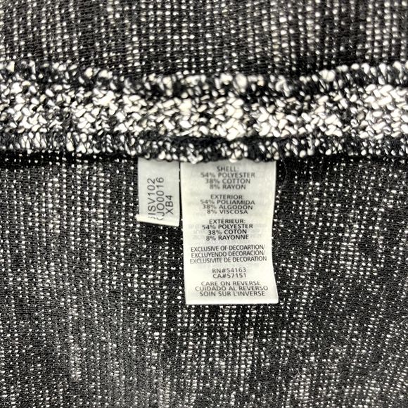 Karl Lagerfeld Jacket Womens XL Tweed Full Zip Blazer Raw Hem Black White - Picture 10 of 14